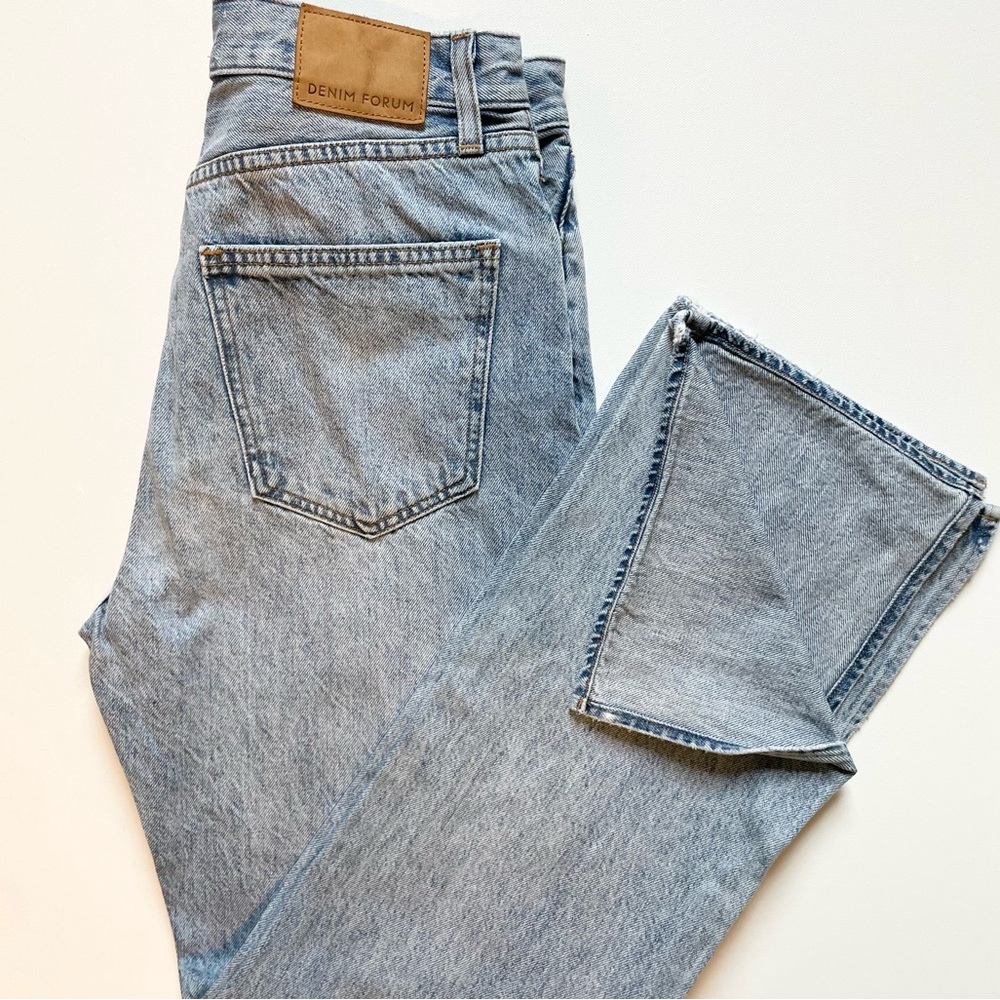 Denim Forum Sky Blue Wide Leg Jeans - Picture 4 of 8